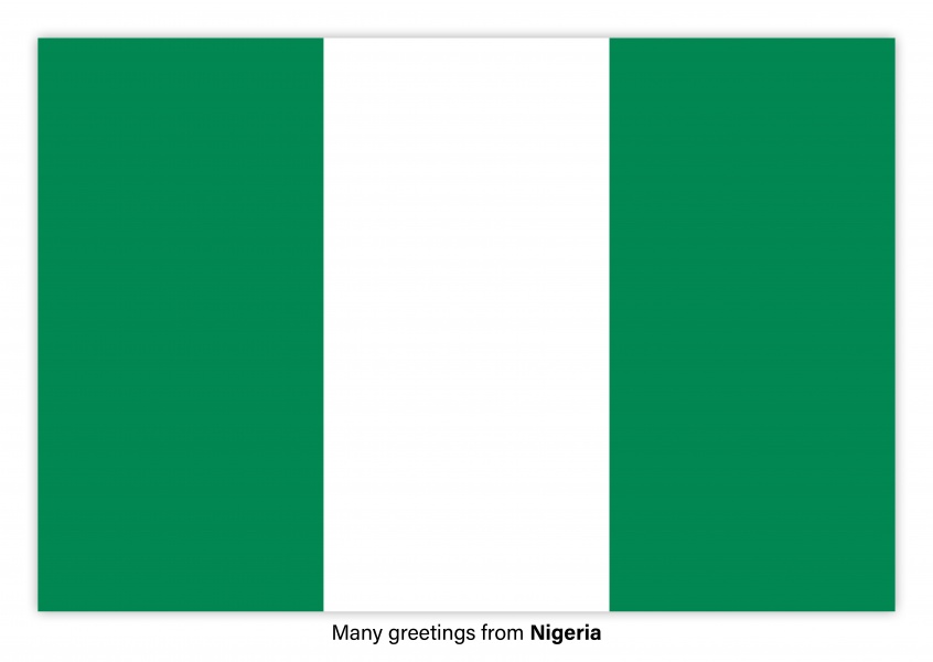 Ansichtkaart met een vlag van Nigeria