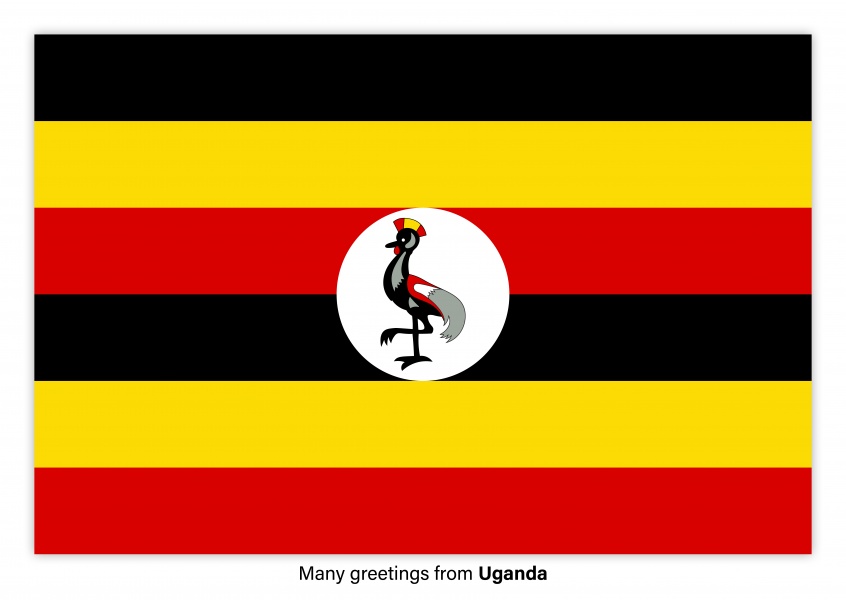 Ansichtkaart met een vlag van Oeganda
