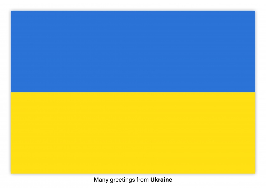 Ansichtkaart met een vlag van Oekraïne