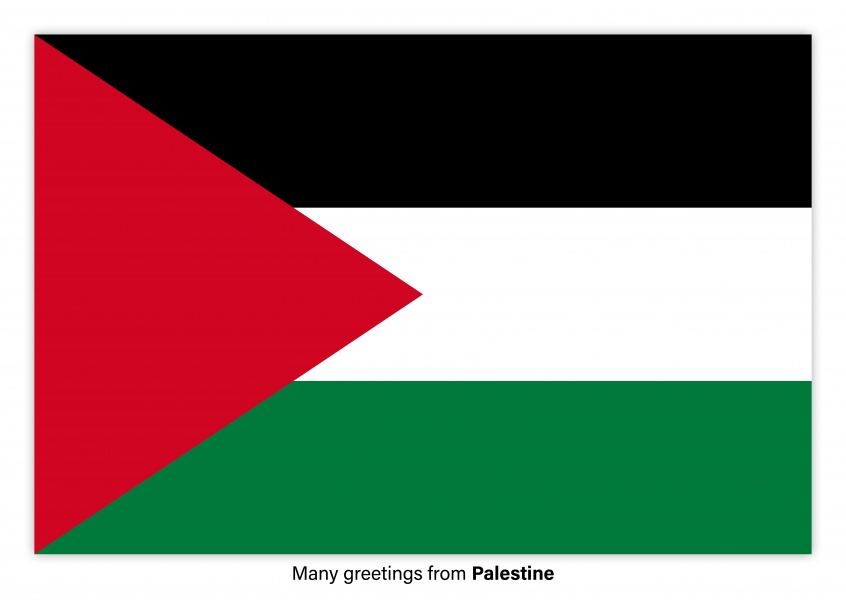 Ansichtkaart met de vlag van Palestina