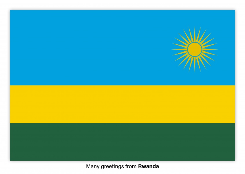 Ansichtkaart met een vlag van Rwanda