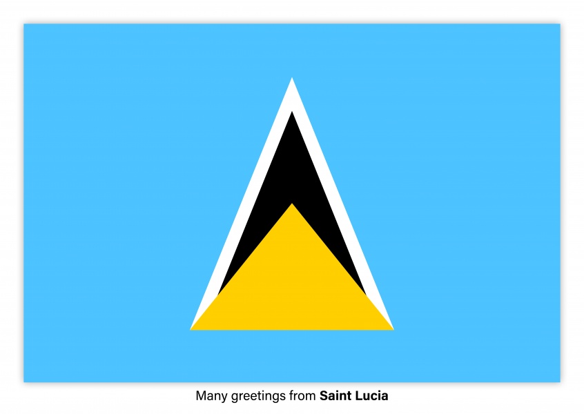 Ansichtkaart met een vlag van Saint Lucia
