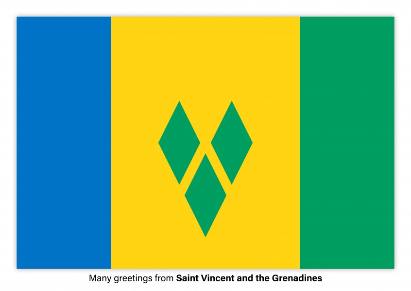 Ansichtkaart met een vlag van Saint Vincent en de Grenadines