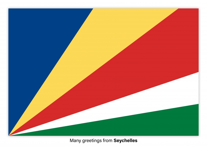 Ansichtkaart met een vlag van de Seychellen