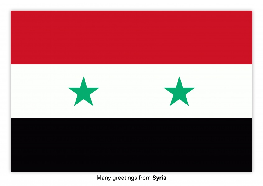 Ansichtkaart met een vlag van Syrië