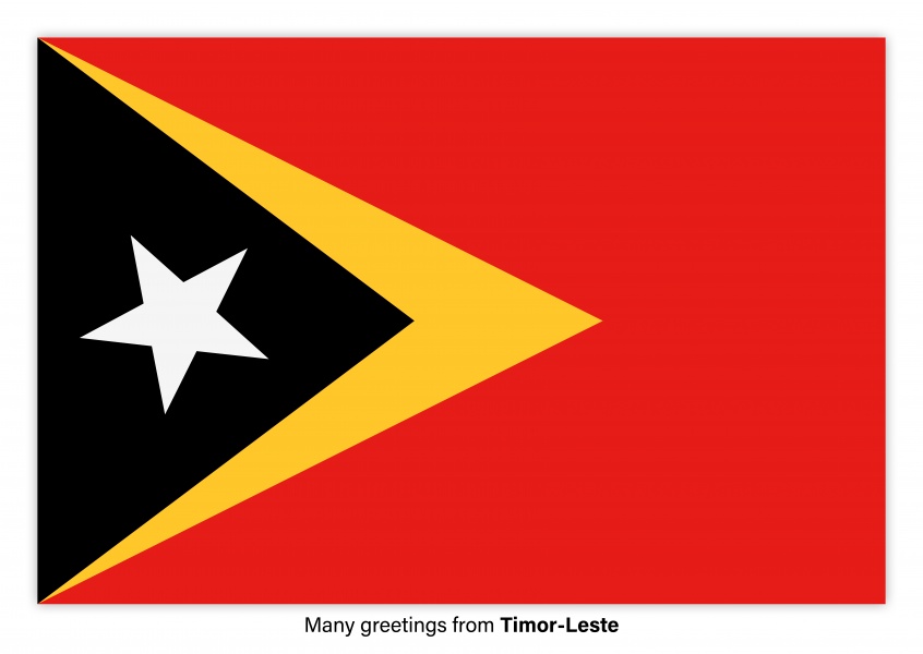 Ansichtkaart met een vlag van oost-Timor