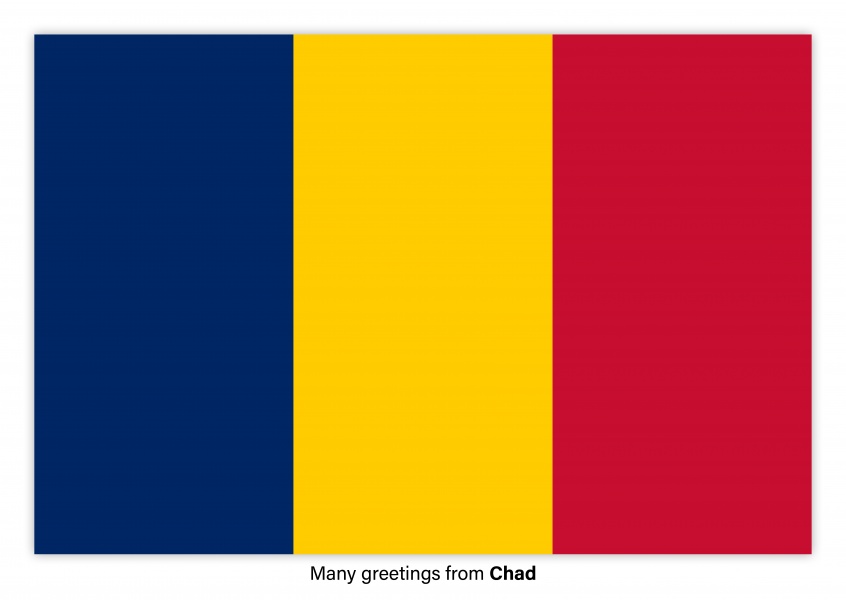 Ansichtkaart met een vlag van Tsjaad