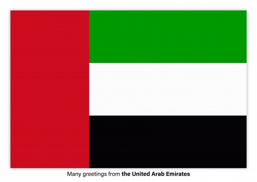 Ansichtkaart met een vlag van de Verenigde Arabische Emiraten