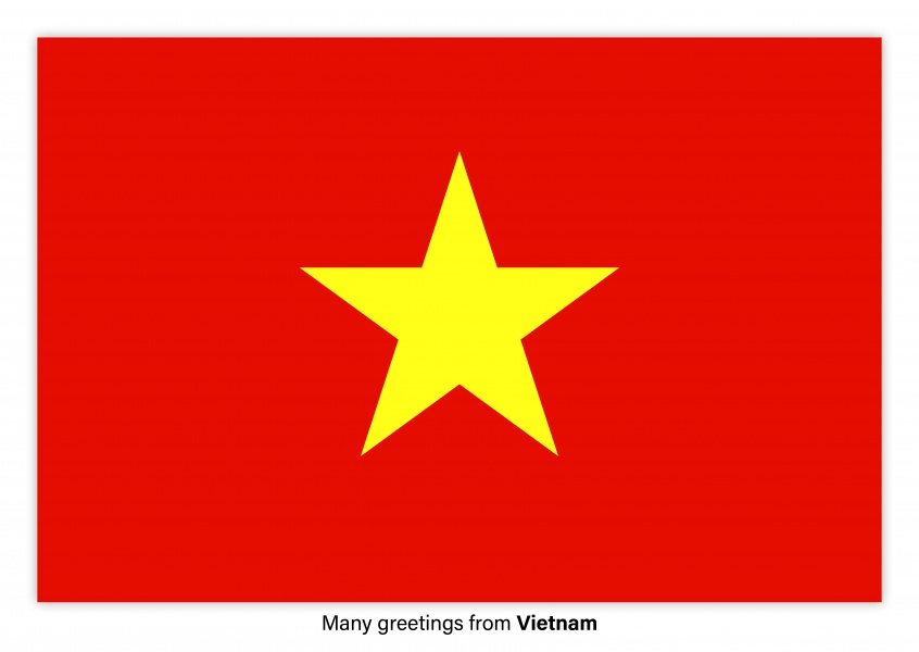 Ansichtkaart met een vlag van Vietnam