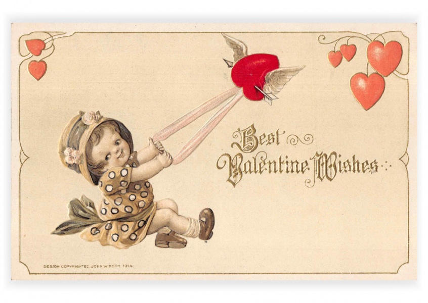 Mary L. Martin Ltd. vintage Postkarte Best Valentine wishes