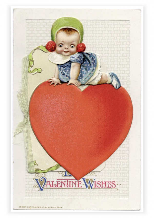 Mary L. Martin Ltd. vintage Postkarte Valentine wishes