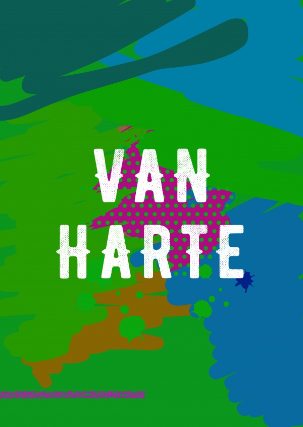 Van Harte! Postcard with a colorful and artistic background