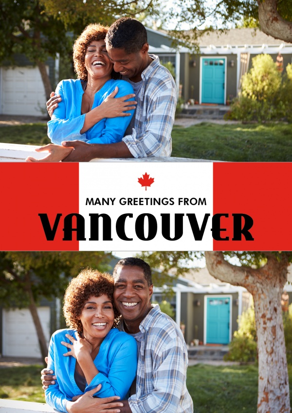 Vancouver salutations rouge blanc avec de la feuille d'érable
