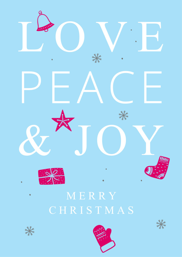 Liefde vrede en vreugde Vrolijk kerstfeest