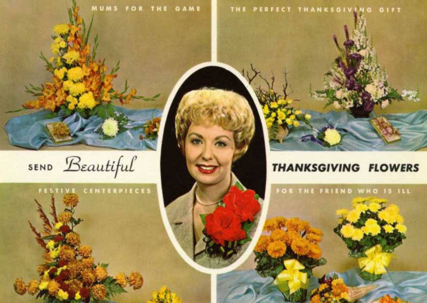 Curt Teich Ansichtkaart Archieven Collectie verzenden prachtige Thanksgiving bloemen