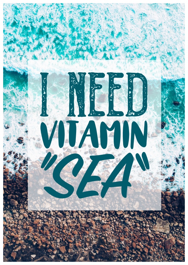cartolina dicendo che ho bisogno di vitamina mare