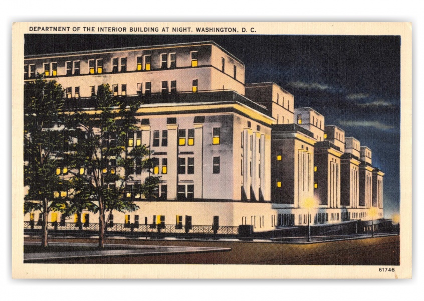 Washington DC, Department of the Interior at night