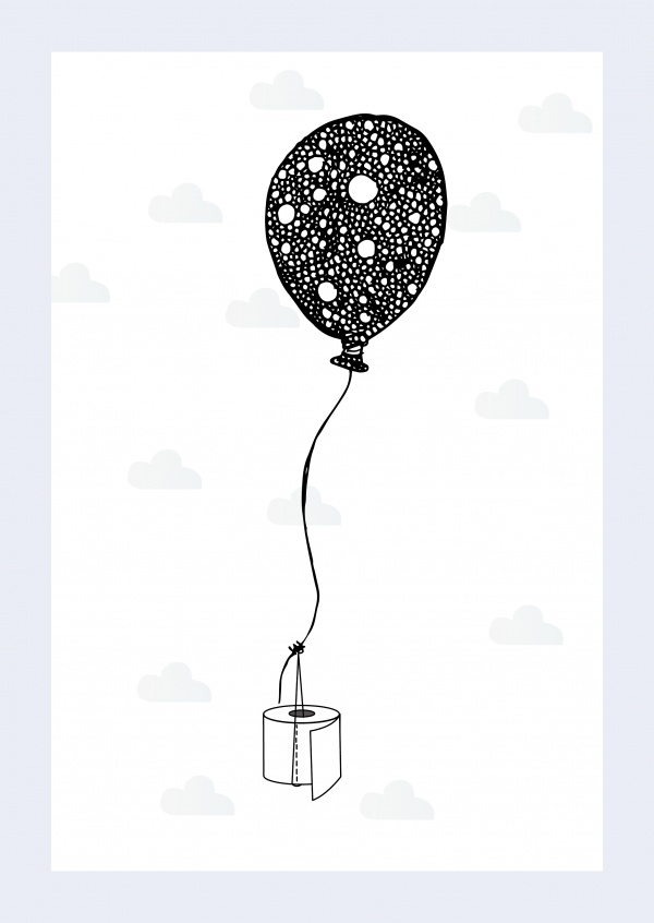 Over-Night-Design ballon wc-papier 