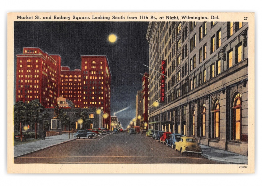 Wilmington, Delaware, Market Street and Rodney Square at night