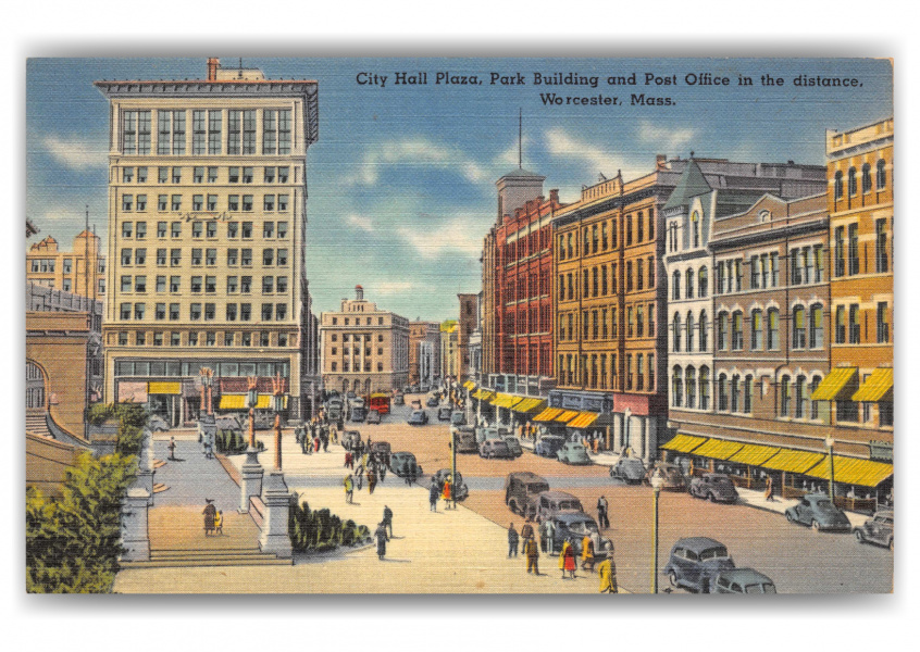 Worcester, Massachusetts, City Hall Plaza, Park and Post Office