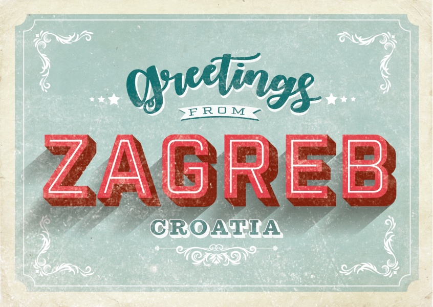 Vintage Postkarte Zagreb