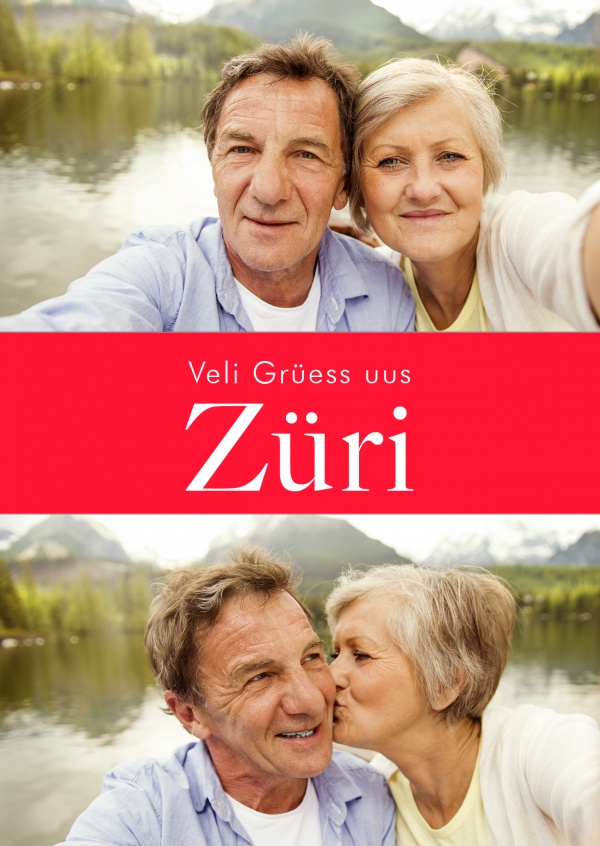Zürich hälsningar i schweizisk-tysk dialekt röd vit