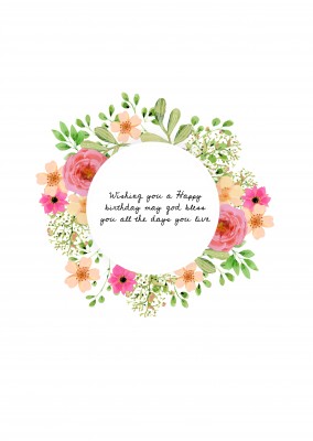 tarjeta blanca con flores y deseos de cumpleaños