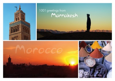 Marrakech Marruecos multipucture foto de la tarjeta de saludo