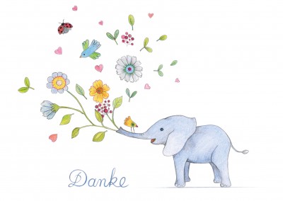 Danke Illustration kleinem Elefanten