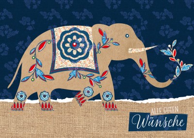Illustration von einem Elefanten und Alle guten WÃ¼nsche