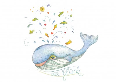 Glueckwunsch illustration mit Wal