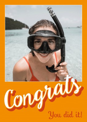 Orange Karte mit Schriftzug congrats! you did it!
