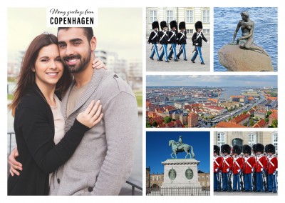 five photos with tourist features of Copenhagen