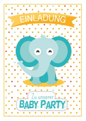 SÃ¼ÃŸe Baby Party Einladung Grusskarte mit Elefant