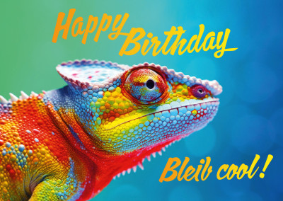 Happy Birthday, bleib cool! Chamäleon