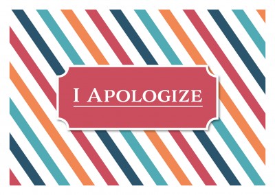I apologize Entschuldigung mit grün weiß rot gestreiftem Hintergrund–mypostcard