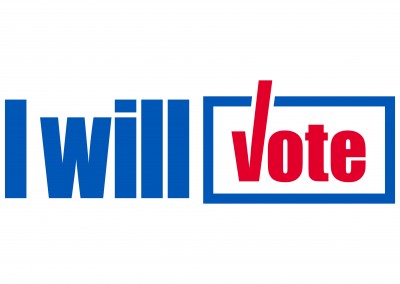 White lettering on white â€“ I will vote