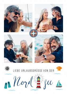 Meridian Design Postkarte Liebe Urlaubsgrüsse von der Nordsee