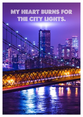 My Heart Burns For The City Lights New York City Lights Urlaubsgrusse Und Spruche Echte Postkarten Online Versenden