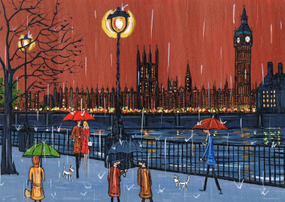 Painting from South London Artist Dan Big Ben rain