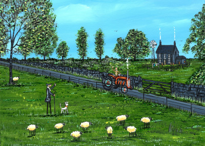 Painting from South London Artist Dan Farm and Sheep