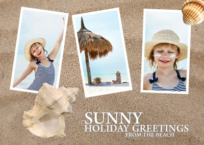 Sunny holiday greetings from the beach