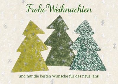 Weihnachts Grusskarte mit Aus Papier geschnittene Tannenbäumen