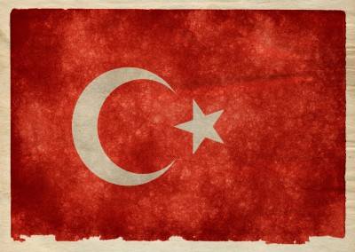 Postkarte mit Türkischer Flagge im retro stil