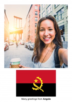 Postcard with flag of Angola