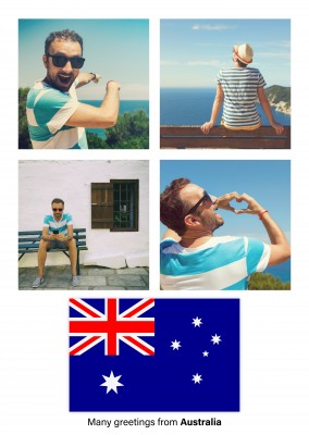 Postcard with flag of Australia