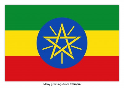 Postcard with flag of Ethiopia