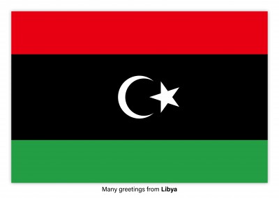 Postcard with flag of Libya