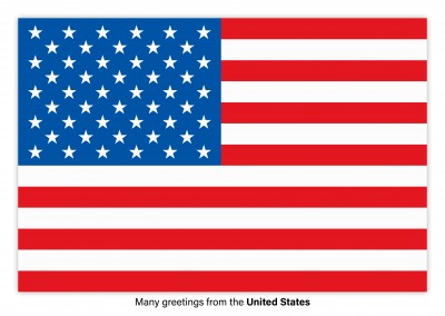 Postcard with flag of the United States