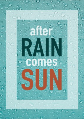 greeting card with a photo of raindrops and quote